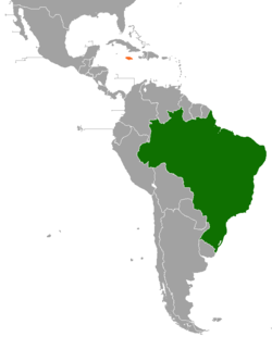 Map indicating locations of Brazil and Jamaica