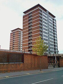 The 1960s tower blocks at Chelsea Barracks just before demolition in 2008 Chelsea Barracks 2.jpg