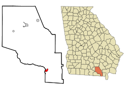 Location in Clinch County and the state of Georgia