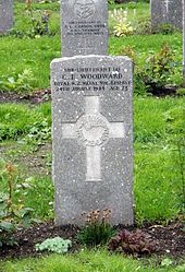 Colour photo of a dark grey gravestone