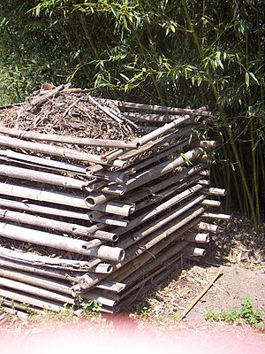 Garden Compost bin made of Bamboo canes.