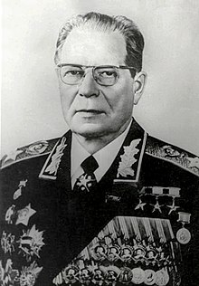 Dmitriy Ustinov, Minister of Defense from 1976 to 1984, dominated Soviet national security policy alongside Andrei Gromyko and Yuri Andropov during the final years of Brezhnev's rule. Dmitri Ustinov.jpg (cropped).jpg