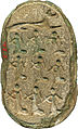 Enemigos prisioneros, representados convencionalmente en número de nueve en un amuleto.