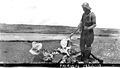 Fairway Island, early 1920s. Subject unidentified. Photo by Hudson's Bay Company employee Capt. George Cleveland of the motor schooner Fort Chesterfield.