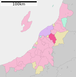 Gosens läge i Niigata prefektur Städer:      Signifikanta städer      Övriga städer Landskommuner:      Köpingar      Byar
