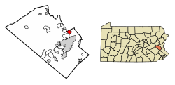 Location of Catasauqua in Lehigh County, Pennsylvania (left) and of Lehigh County in Pennsylvania (right)