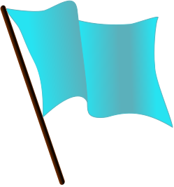 A stylized representation of a lightblue flag.