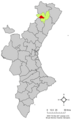 Розташування муніципалітету Бенасаль у автономній спільноті Валенсія