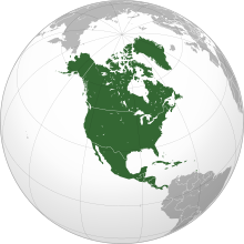 Ubicació d'Amèrica del Nord a la Terra