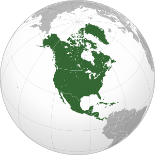 Ligging van Noord-Amerika op 'n wêreldkaart