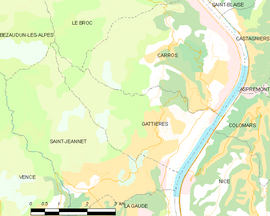 Mapa obce Gattières