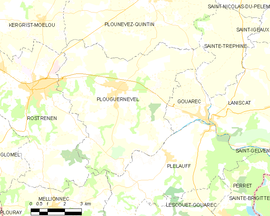 Mapa obce Plouguernével