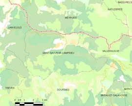 Mapa obce Saint-Sauveur-Camprieu