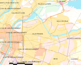 Mapa obce Villeurbanne