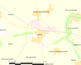 Mapa obce Nesle