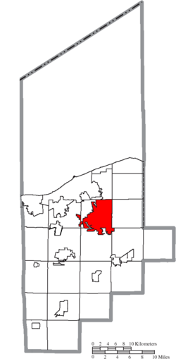 Location of Elyria in Lorain County