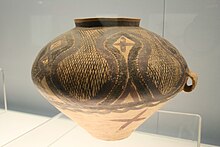 Earthenware jar from the Neolithic Majiayao culture China, 3300 to 2000 BCE Neolithic Majiayao Culture Pottery 03.jpg