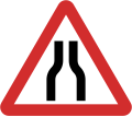 B14: Road narrows on both sides