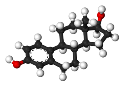 A ball-and-stick model of estradiol.
