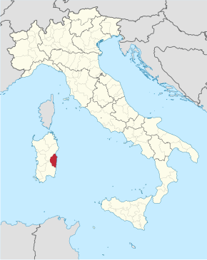 Provincie Ogliastra na mapě Itálie