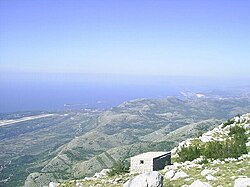 Näkymä Snijeznican vuoristosta Dubrovnikiin yli lentokentän