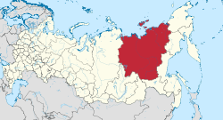 Sahan tasavalta Venäjän federaation kartalla