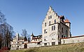 Le bâtiment des chevaliers et le bâtiment des princes du château de Lichtenstein. Mars 2023.