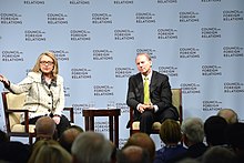 Richard N. Haass with Hillary Clinton Secretary Clinton Delivers Remarks on American Leadership (8433287729).jpg