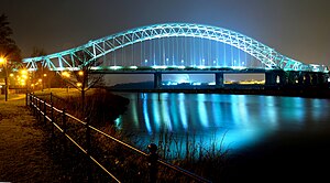 Мост Серебряного Юбилея, Ранкорн ночью (география 4431283) .jpg
