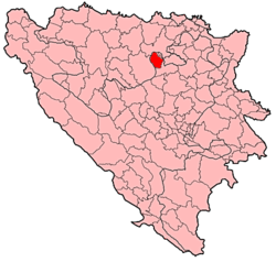 Location of Tešanj within Bosnia and Herzegovina.