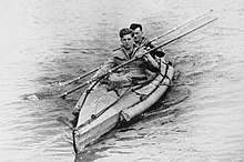 Two canoeists in a COPP (Combined Operations Pilotage Parties) canoe Two canoeists in a COPP (Combined Operations Pilotage Parties) canoe..jpg