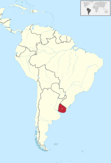 Map of Uruguay in the Americas Uruguay in South America.svg