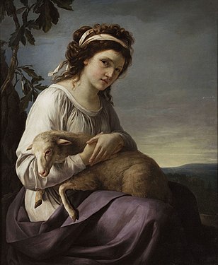 Portrait d'une jeune femme tenant un agneau, 1788, musée Cognacq-Jay