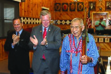 Wolfe receiving the Patriot Award in 2013