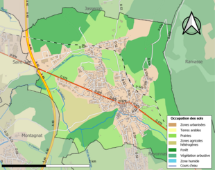 Carte en couleurs présentant l'occupation des sols.