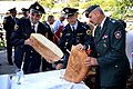 10. sveta maša za policiste Srednja vas v Bohinju 2014. (iz leve proti desni) Janez Novak župnik in policijski vikar, Robert Mencin komandir policijske postaje Bled, Jože Plut vojaški vikar, polkovnik.