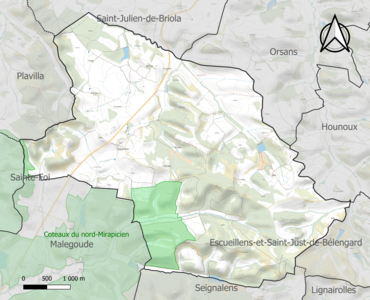 Carte de la ZNIEFF de type 1 sur la commune.