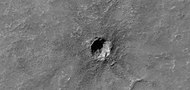Small crater, as seen by HiRISE under HiWish program. Much of the ejecta consists of boulders.