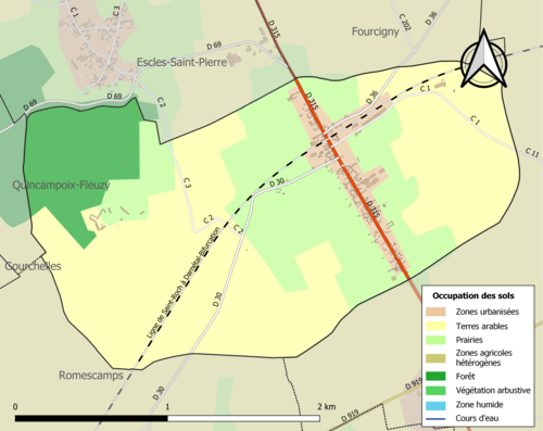 Carte en couleurs présentant l'occupation des sols.