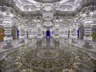 Swaminarayan Akshardham in Robbinsville, New Jersey, U.S., is the world’s second-largest Hindu temple and the largest and most-visited Hindu temple outside Asia.[175]