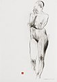 Weiblicher Akt, Kreide auf Papier, 1995, 70 ×100 cm