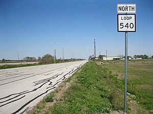 View northeast toward town on Loop 540 near US 59