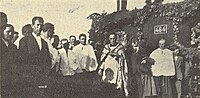 A priest blessing the first train that crossed the Mogadouro - Duas Igrejas section of the Sabor Line, 22 May 1938.