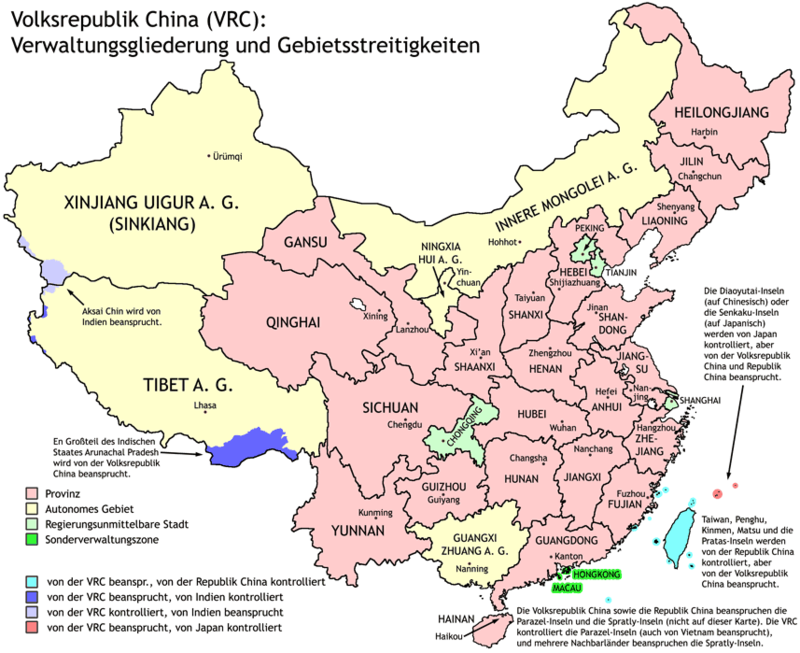Administrative Gliederung der Volksrepublik China