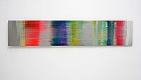 Zeitstreifen Red, Acryl auf Aluminium, 2015, 50 × 250 cm
