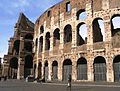 Roman colosseum from behind.