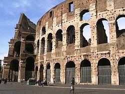 The inner layers of the Colosseum, showing the construction of the outer layers.