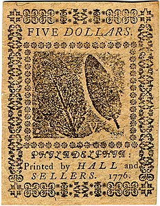 Continental Currency $5 banknote reverse (February 17, 1776).jpg
