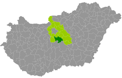 Dabas District within Hungary and Pest County.