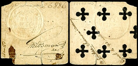 Dutch Guiana (Suriname) card money – 1 guilder (1801)